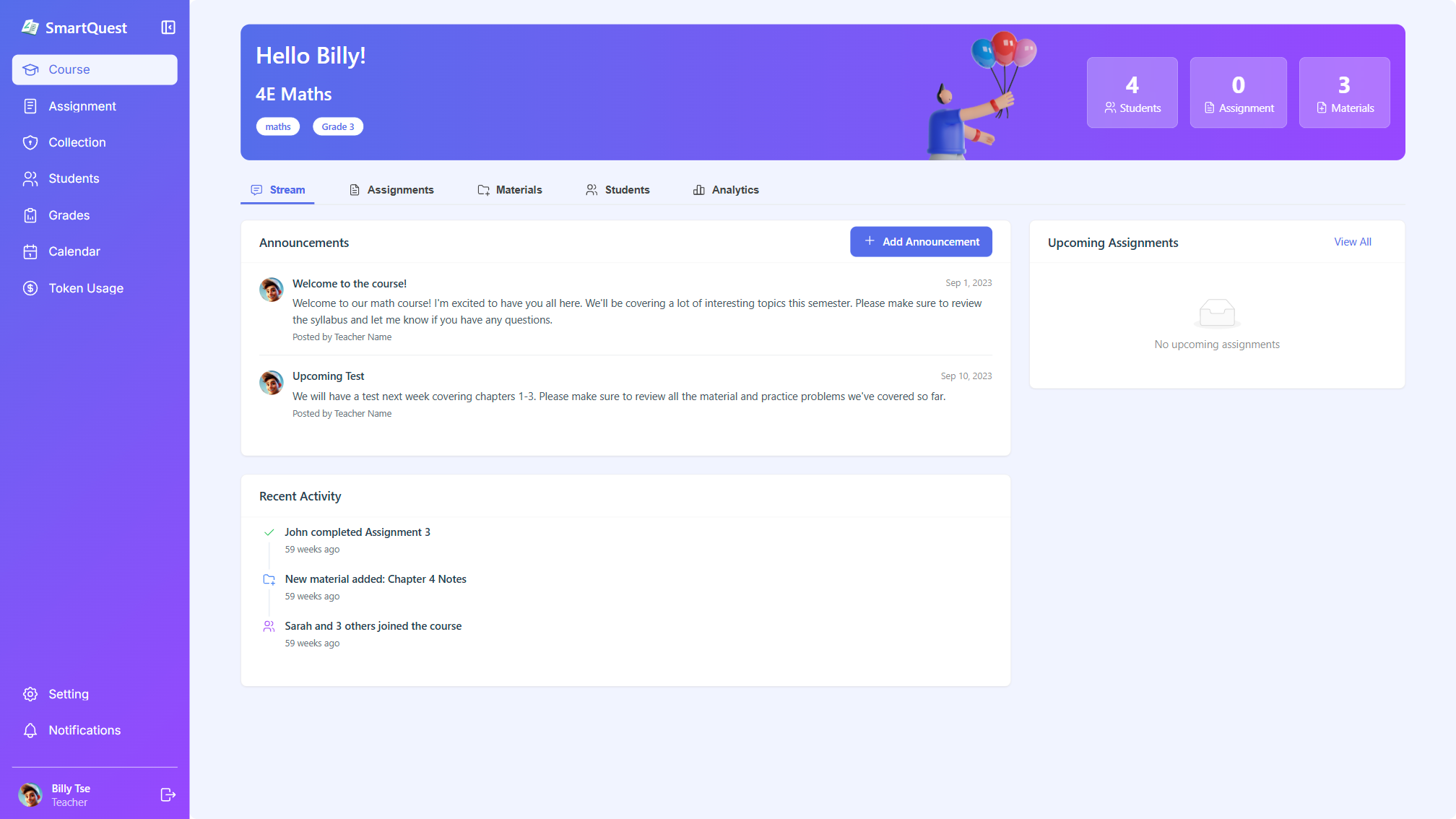 SmartQuest LMS Interface